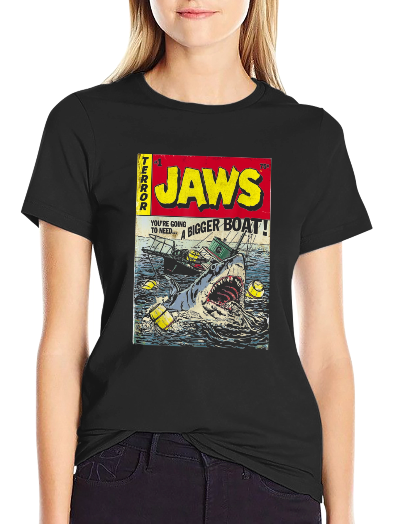 Jaws Comic Book Cover Graphic T-Shirt
