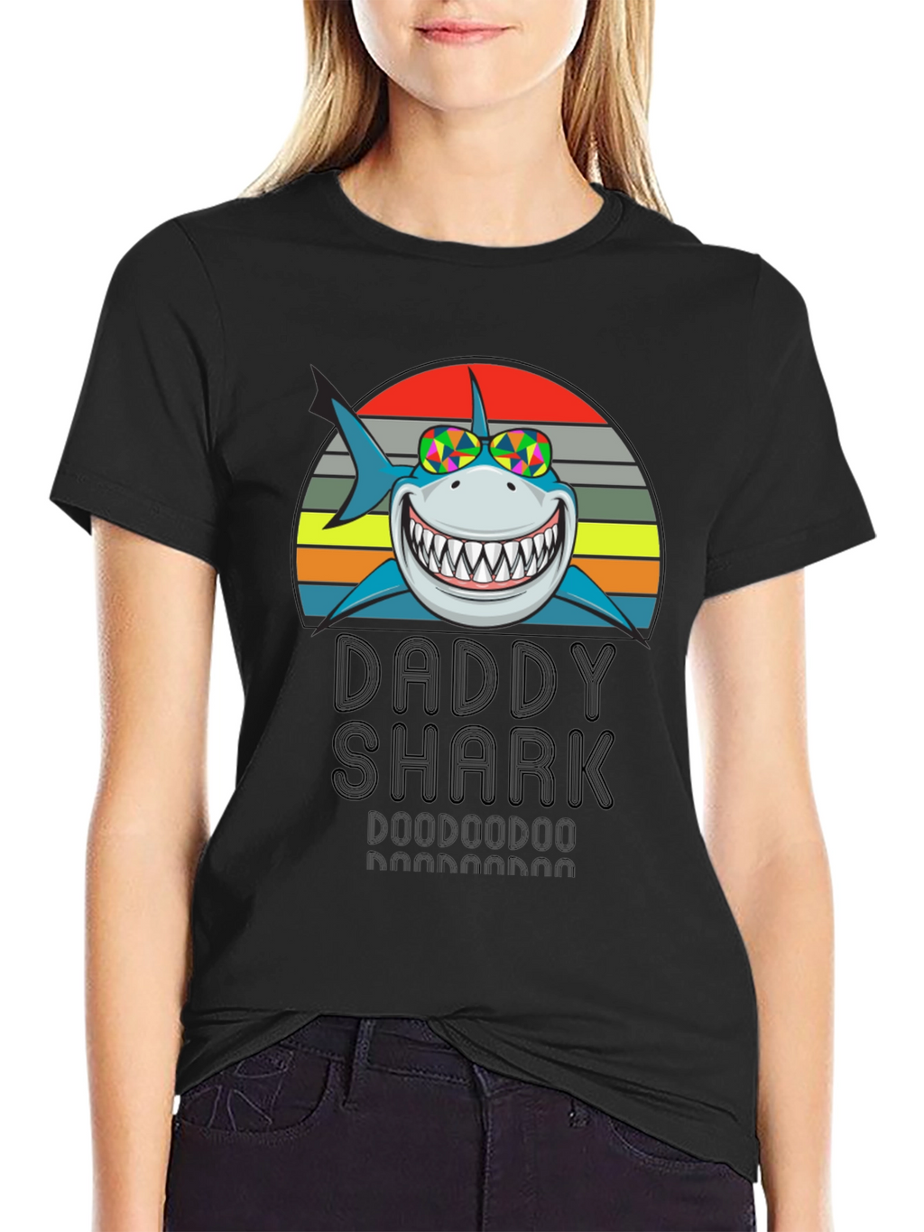 Daddy Shark Graphic Tee - Mens Black T-Shirt