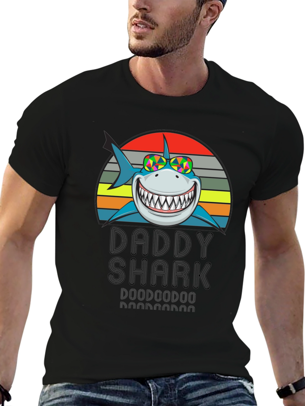 Daddy Shark Graphic Tee - Mens Black T-Shirt