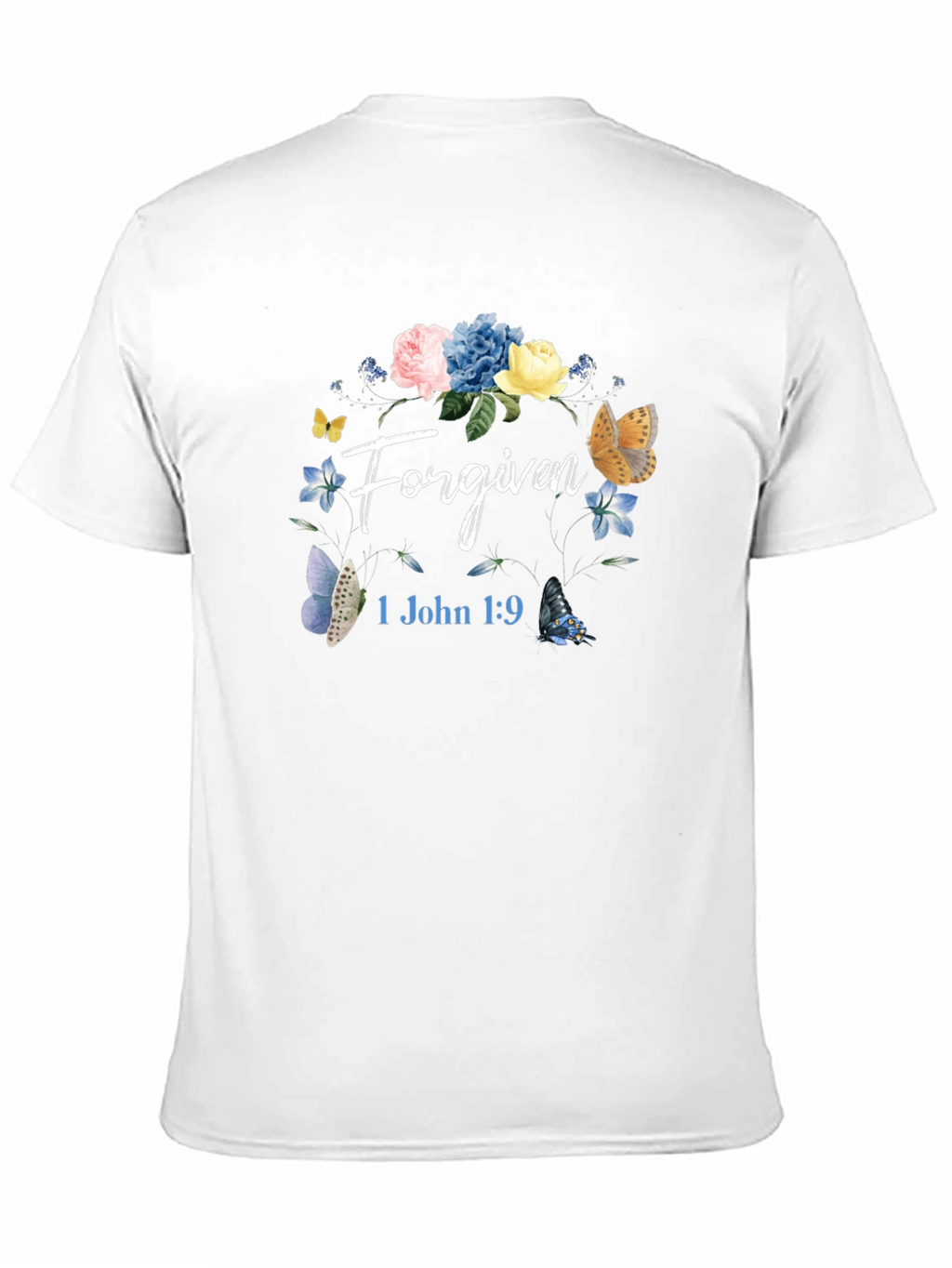 Forgiven Floral Butterfly Graphic T-Shirt