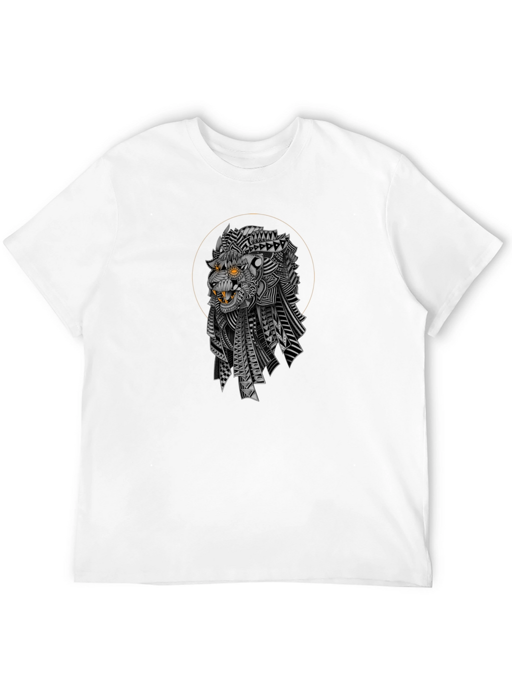 Tribal Lion Graphic Tee - Stylish Mens Black T-Shirt