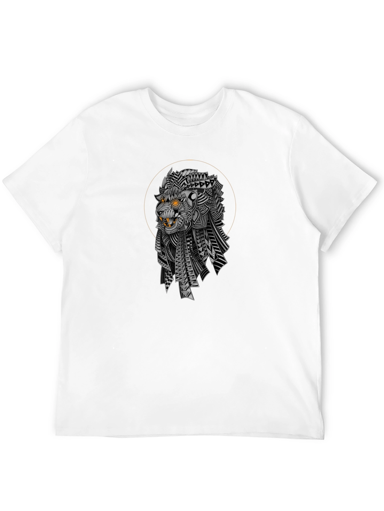 Tribal Lion Graphic Tee - Stylish Mens Black T-Shirt