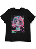 Anime Girl Glitch T-Shirt - Vaporwave Aesthetic Tee