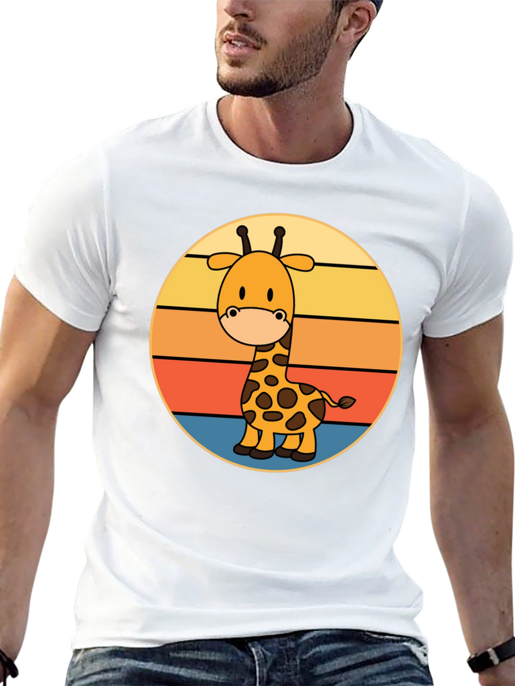 Giraffe Retro Sunset T-Shirt