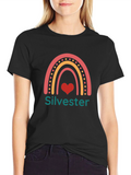 Silvester Rainbow Heart Black T-Shirt