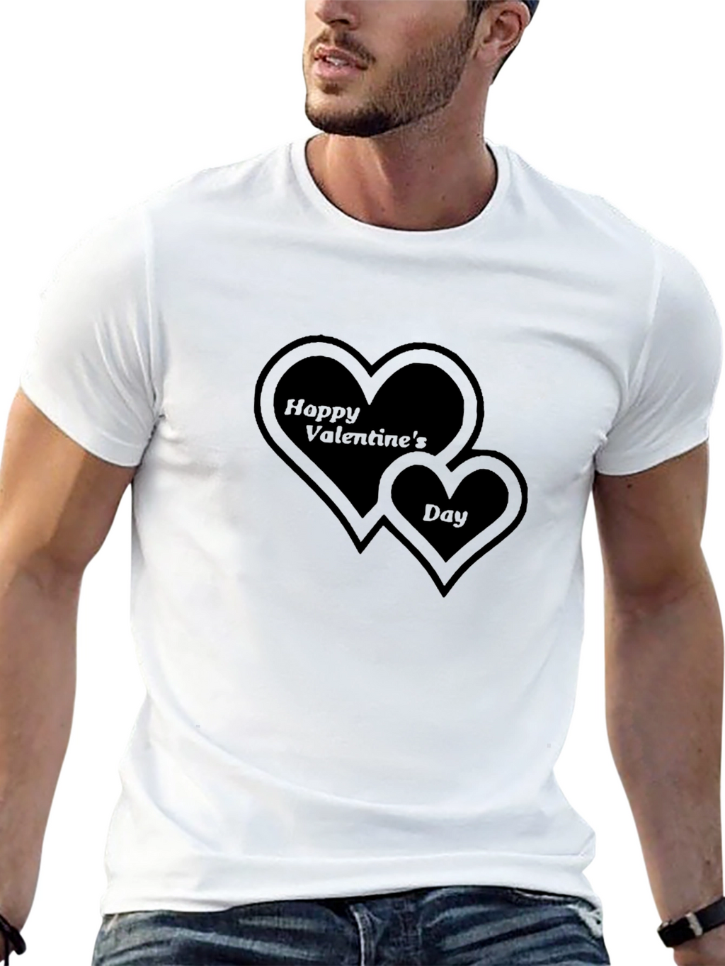 Valentines Day Heart Graphic Black T-Shirt