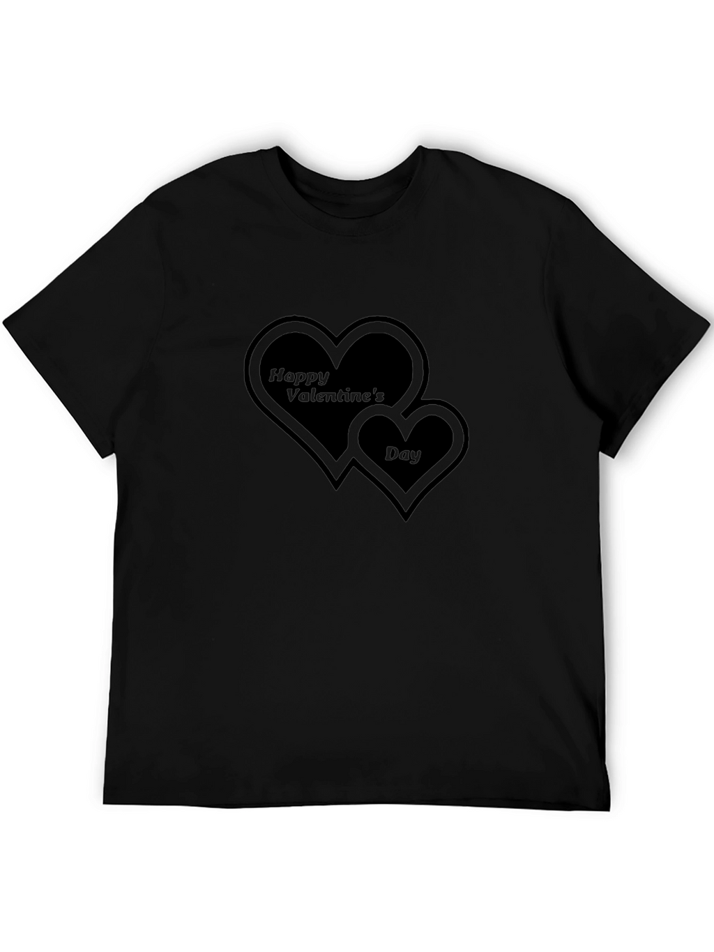 Valentines Day Heart Graphic Black T-Shirt