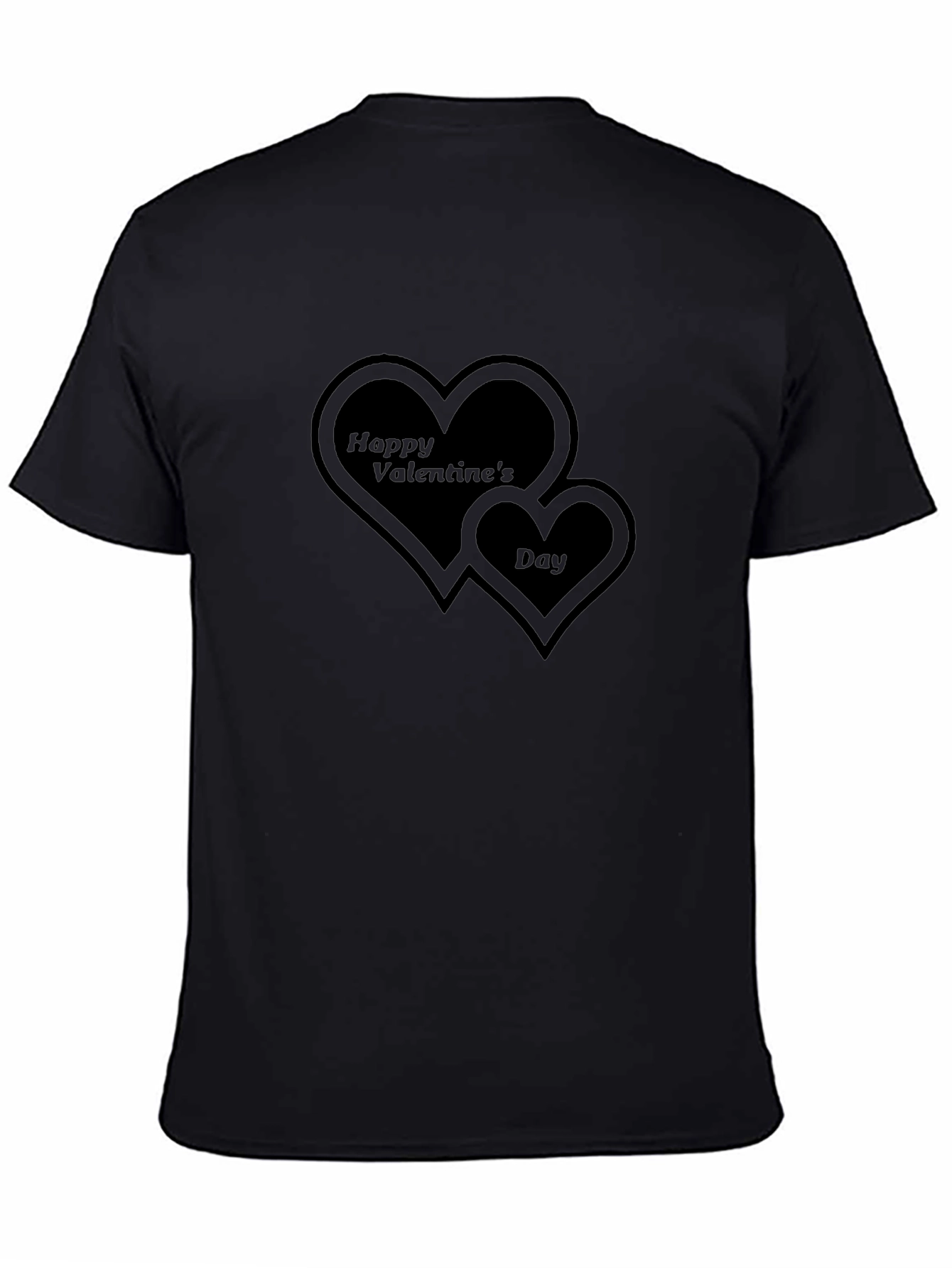 Valentines Day Heart Graphic Black T-Shirt