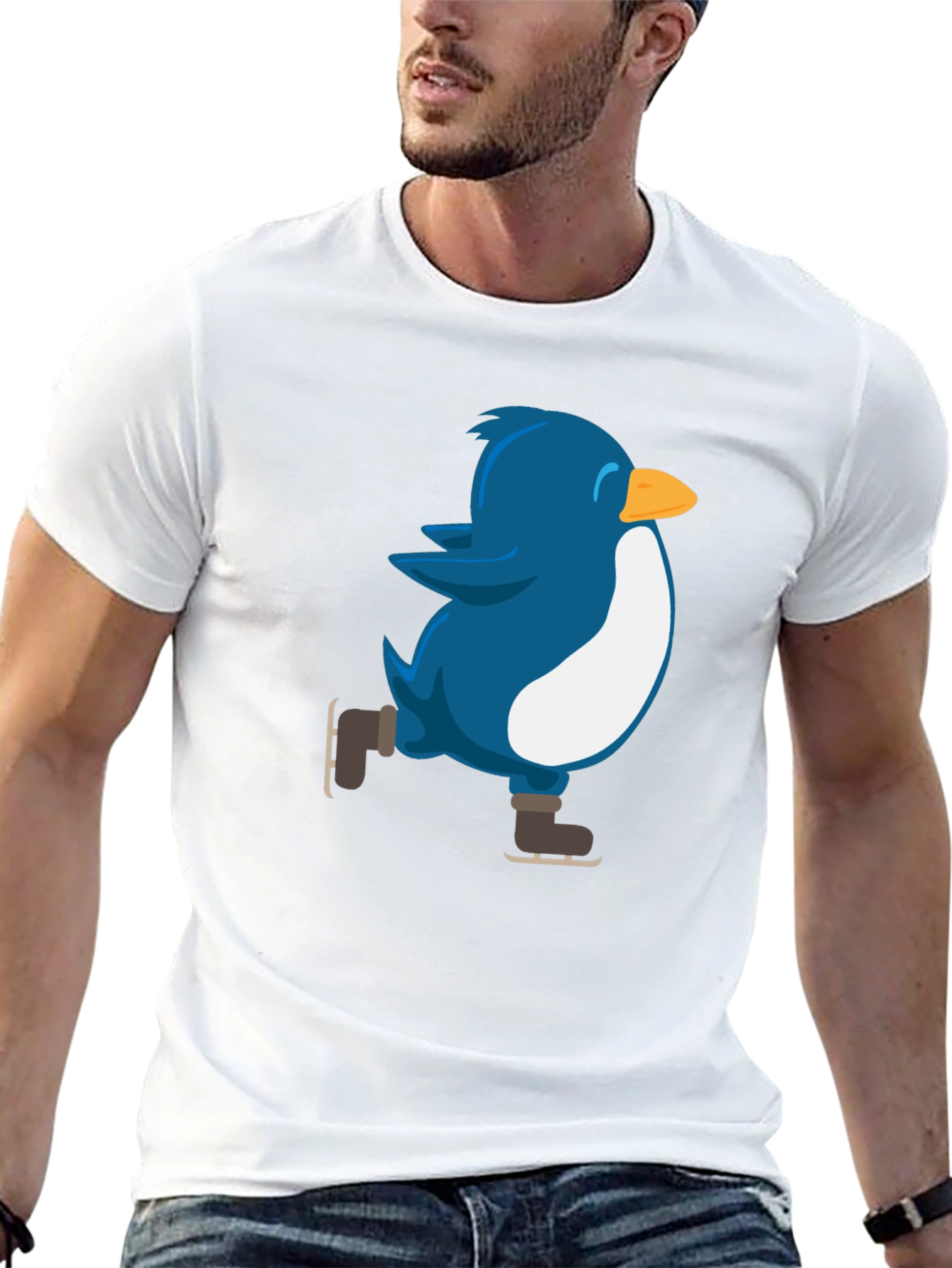 Skating Penguin Graphic Tee - Black