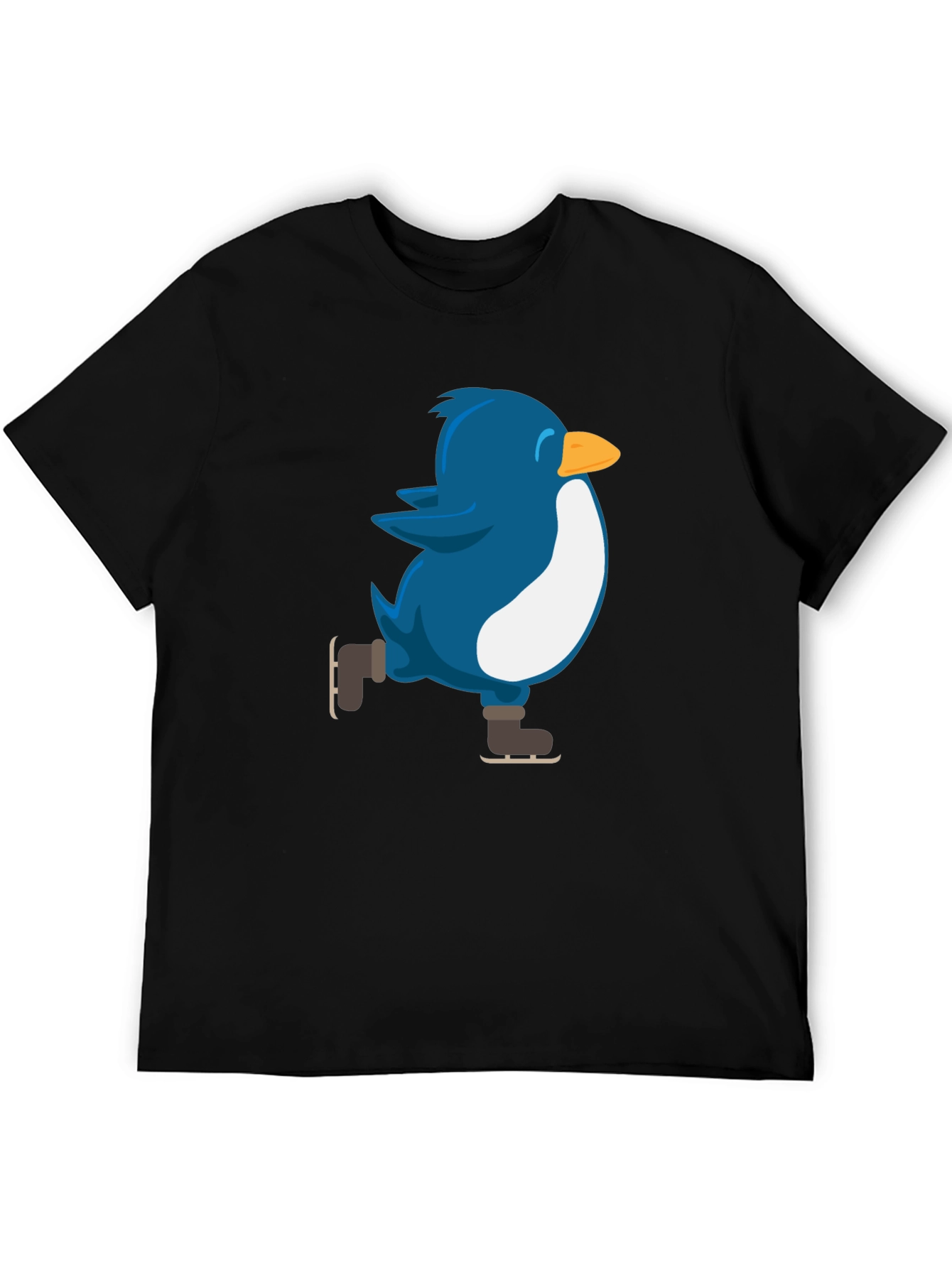 Skating Penguin Graphic Tee - Black