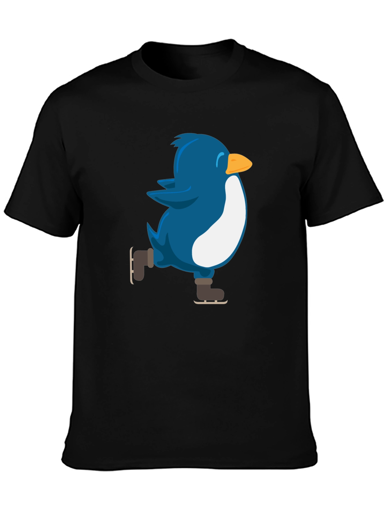 Skating Penguin Graphic Tee - Black