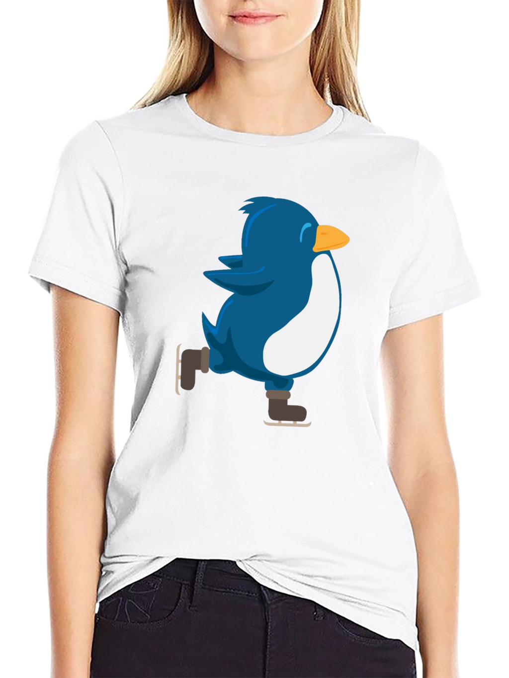 Skating Penguin Graphic Tee - Black