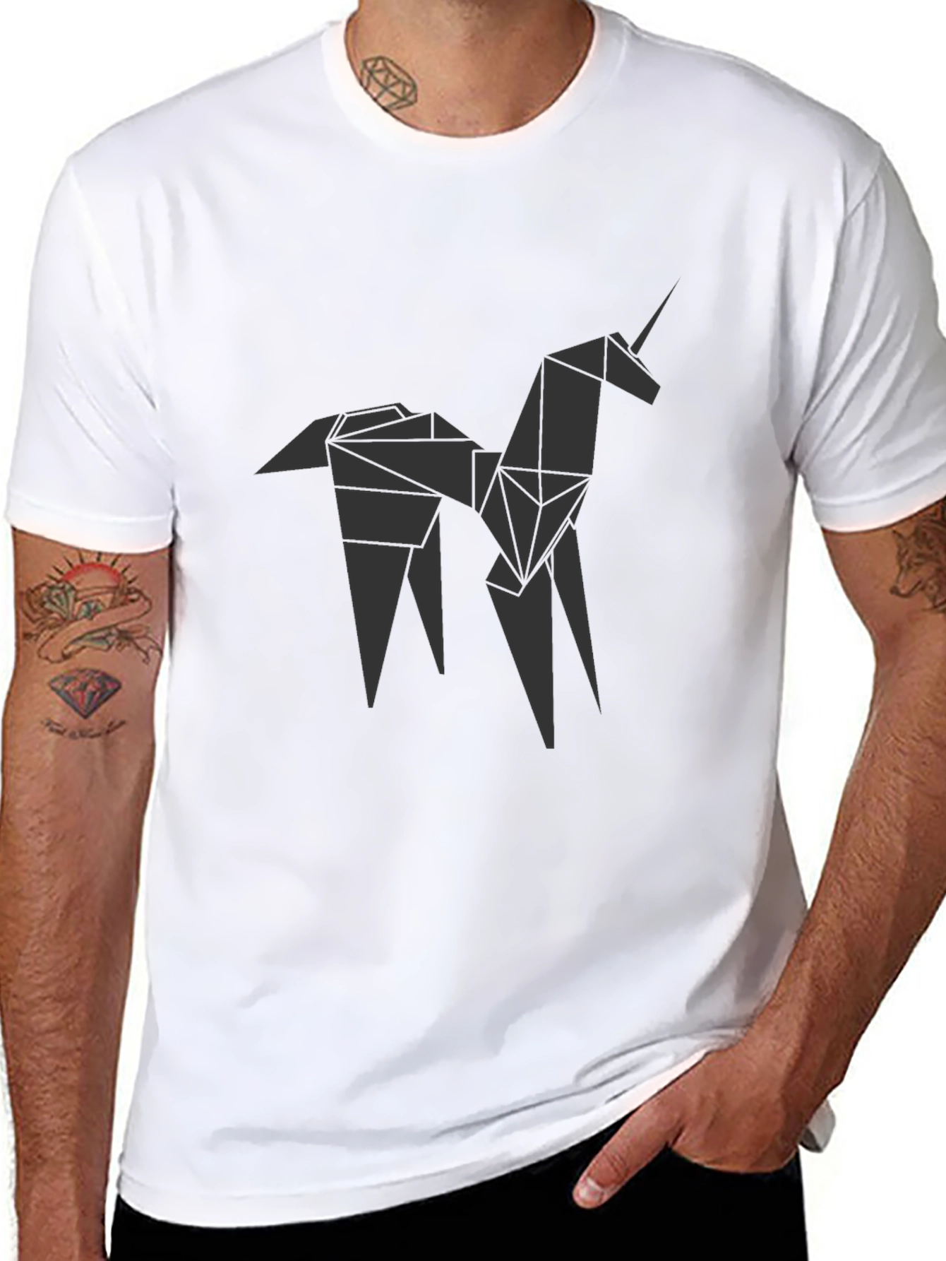 Geometric Origami Unicorn Graphic Tee