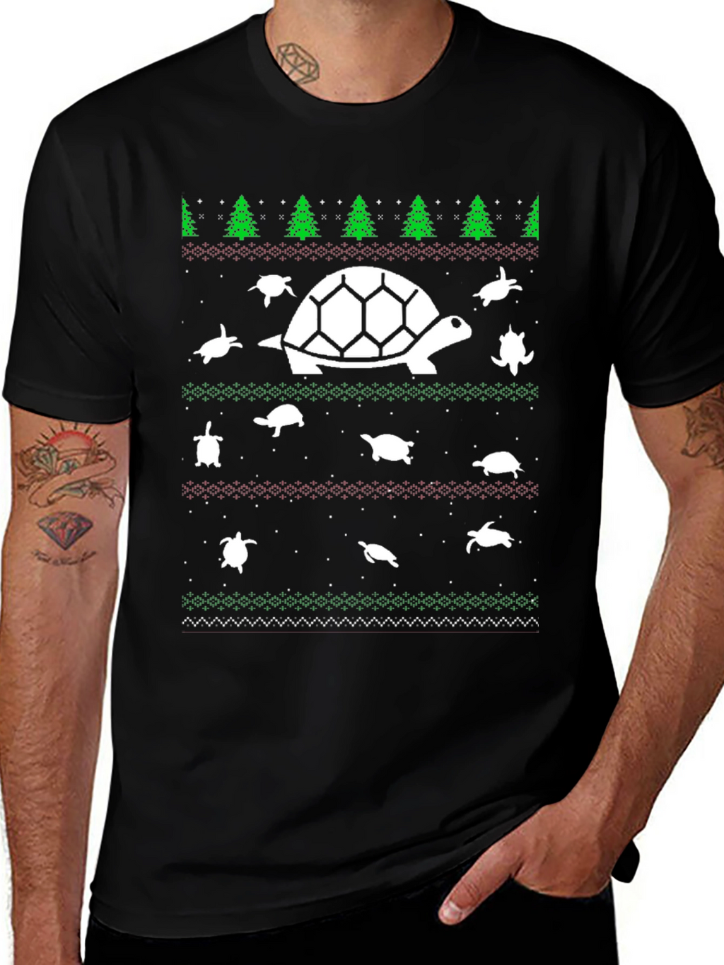 Turtle Christmas Sweater T-Shirt - Holiday Sea Turtle Tee