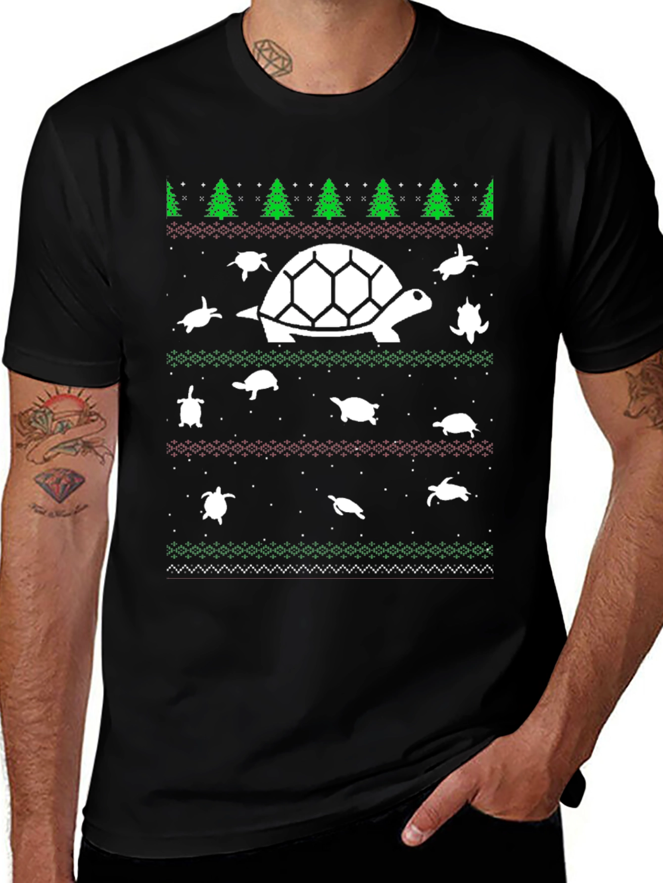 Turtle Christmas Sweater T-Shirt - Holiday Sea Turtle Tee