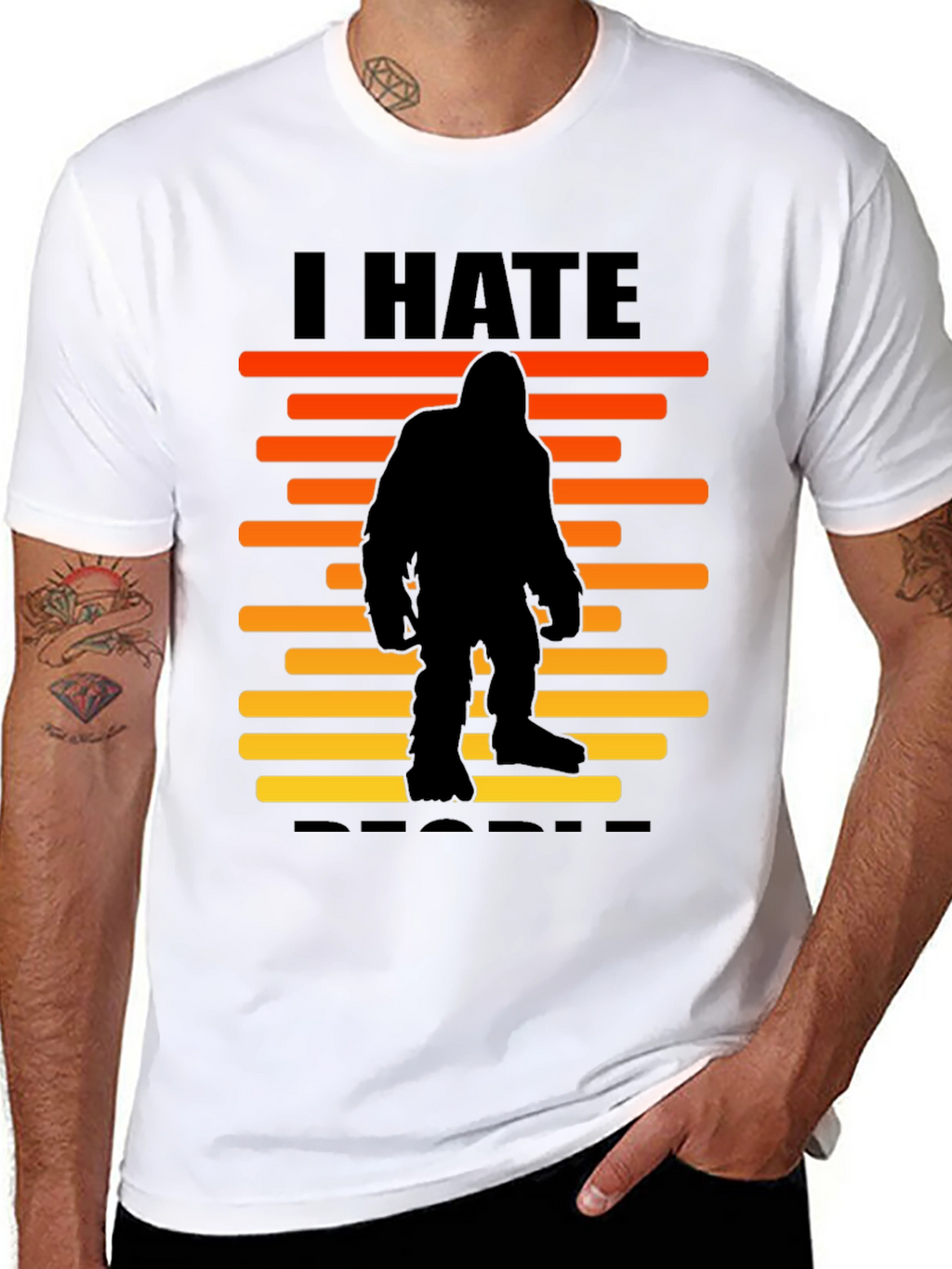 I Hate People Bigfoot T-Shirt -  Black Novelty Tee