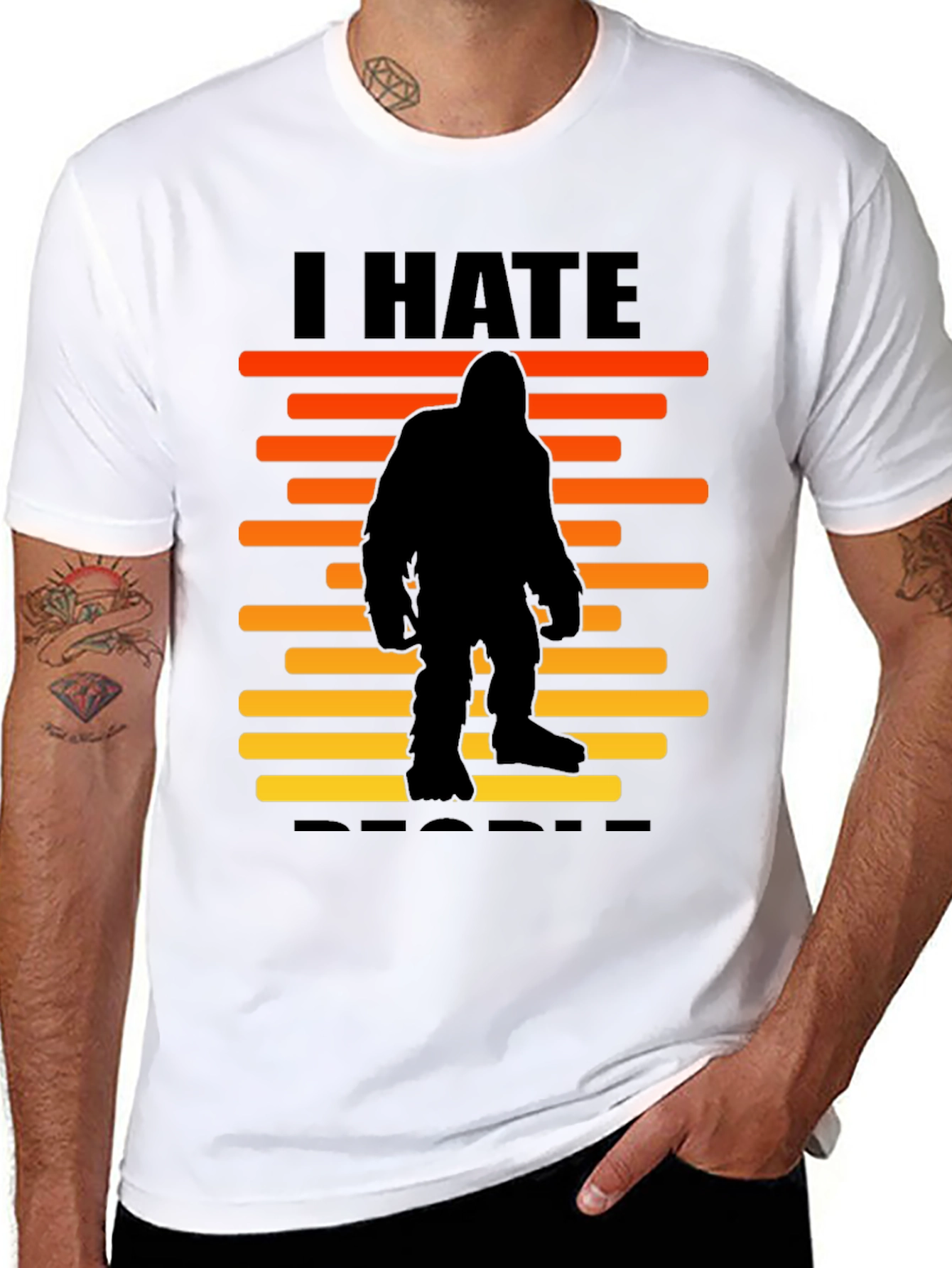 I Hate People Bigfoot T-Shirt -  Black Novelty Tee