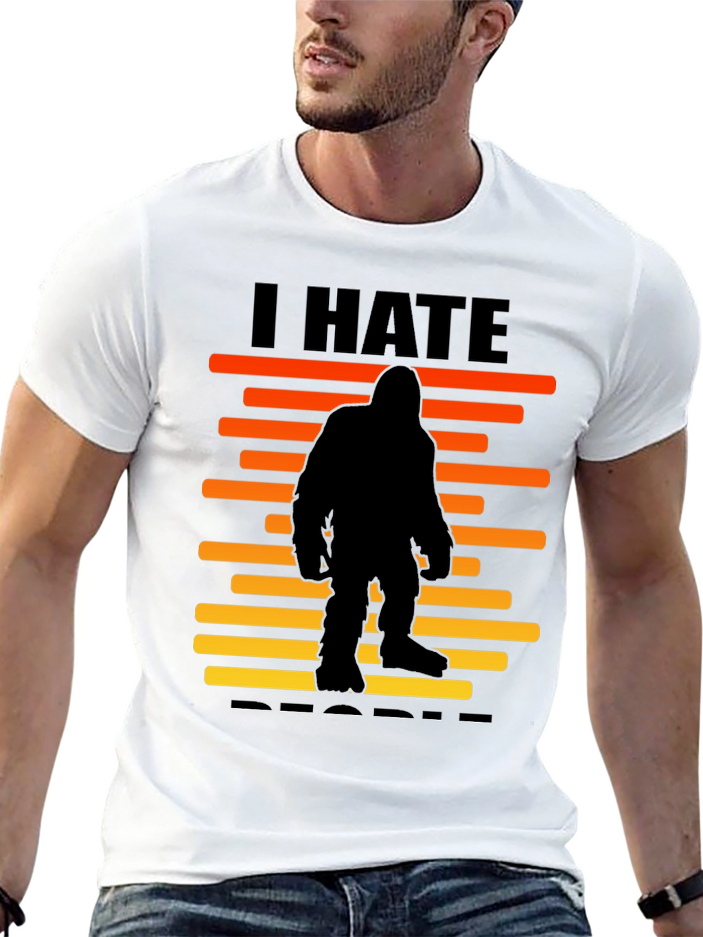 I Hate People Bigfoot T-Shirt -  Black Novelty Tee