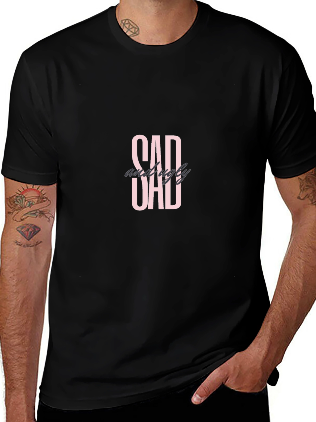 Sad And Ugly Dad Black T-Shirt