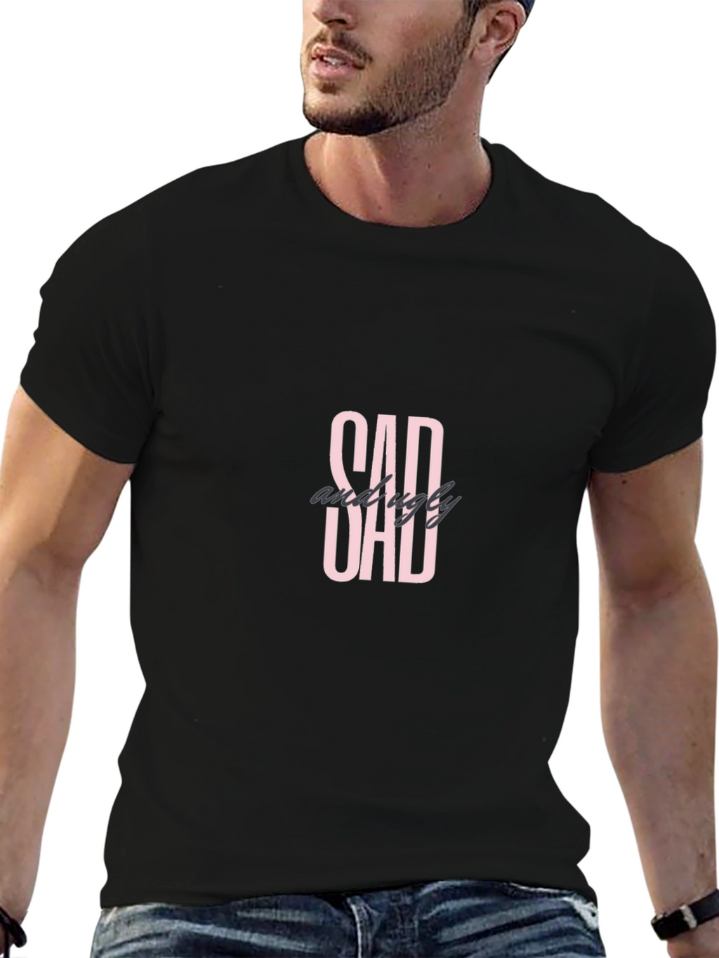 Sad And Ugly Dad Black T-Shirt