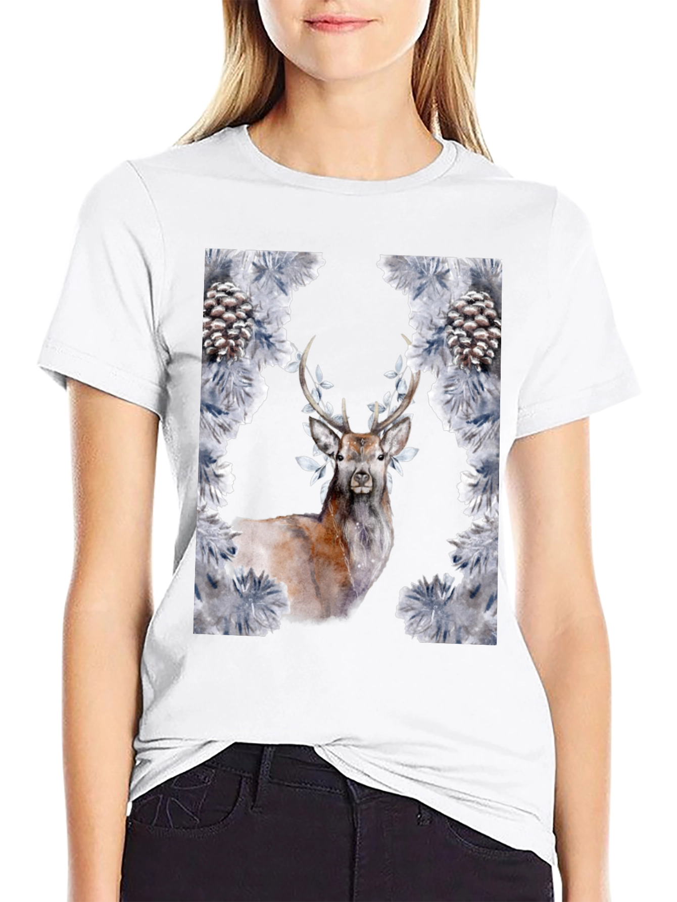 Deer and Pine Cone Graphic Tee