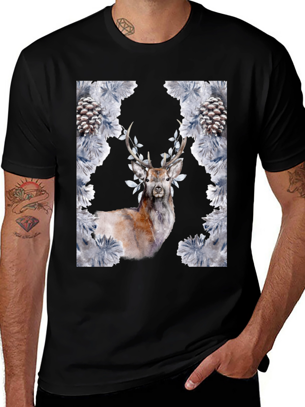 Deer and Pine Cone Graphic Tee