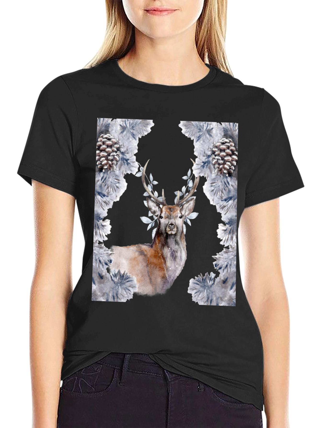 Deer and Pine Cone Graphic Tee