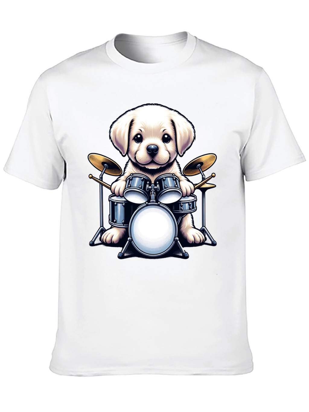 Dog Drummer T-Shirt - Cute Puppy Musician