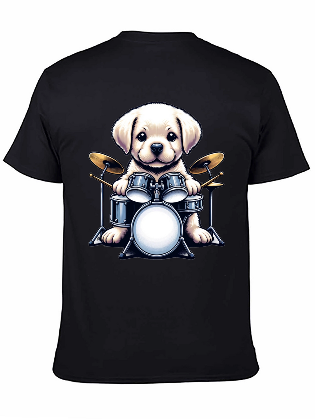 Dog Drummer T-Shirt - Cute Puppy Musician