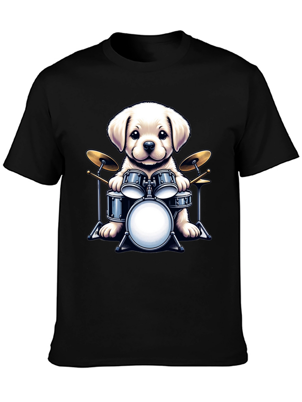 Dog Drummer T-Shirt - Cute Puppy Musician