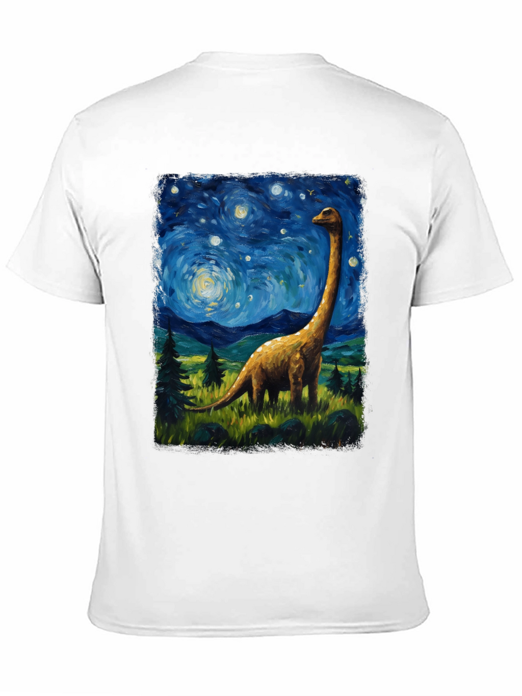 Starry Night Brontosaurus Graphic T-Shirt