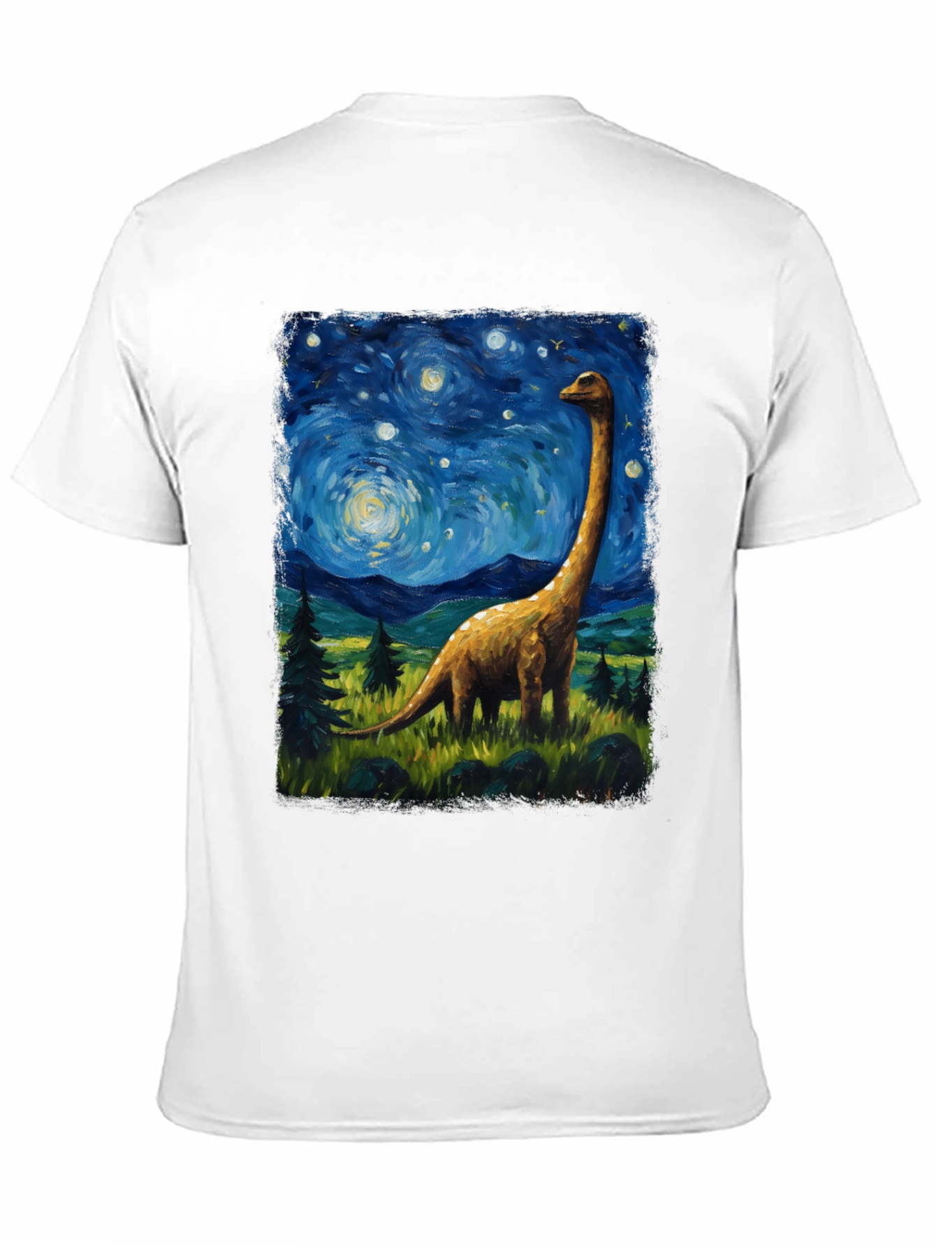 Starry Night Brontosaurus Graphic T-Shirt