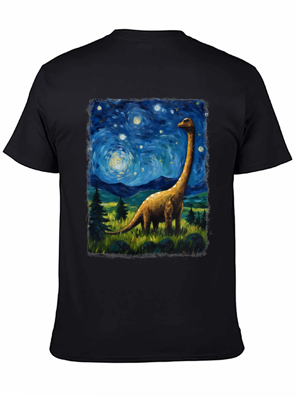 Starry Night Brontosaurus Graphic T-Shirt