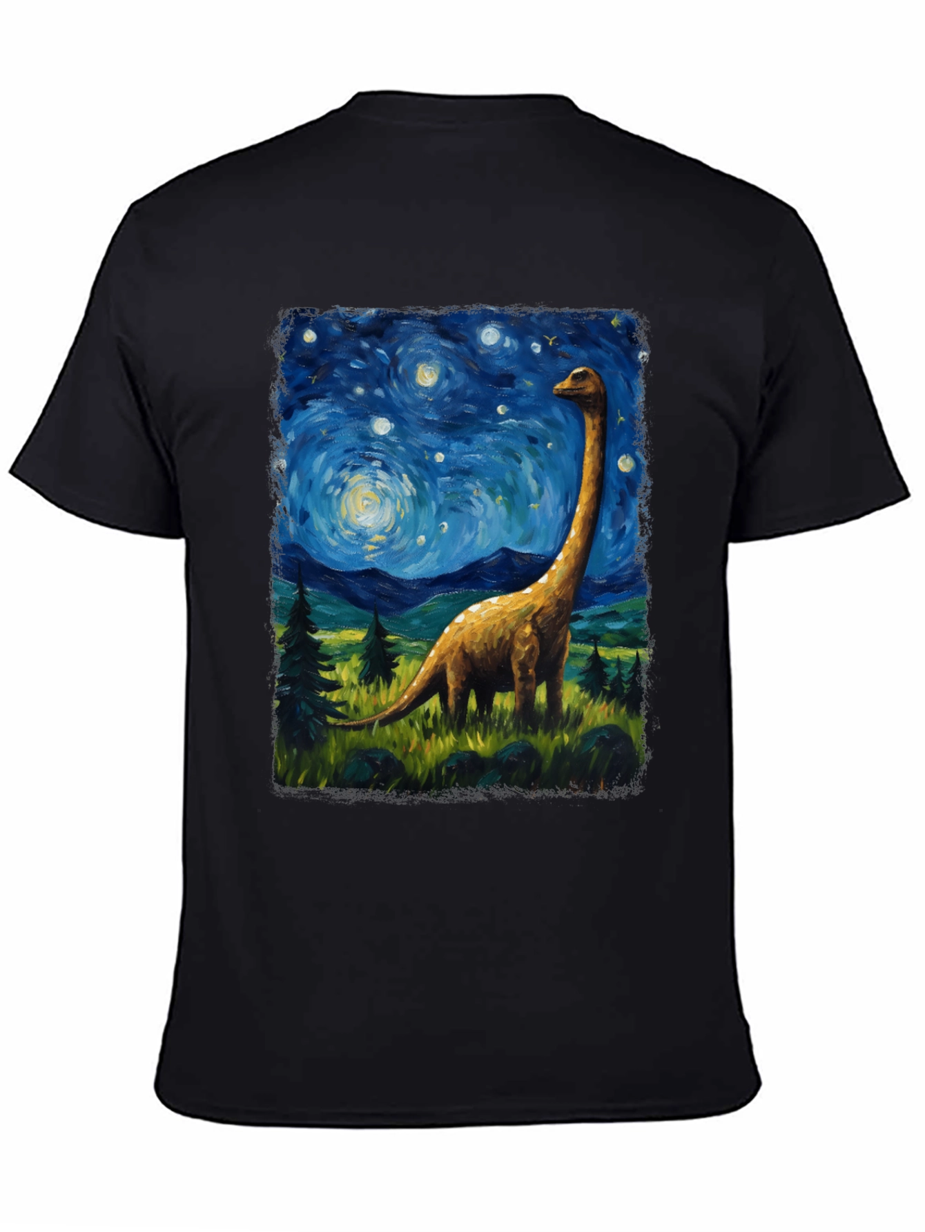 Starry Night Brontosaurus Graphic T-Shirt