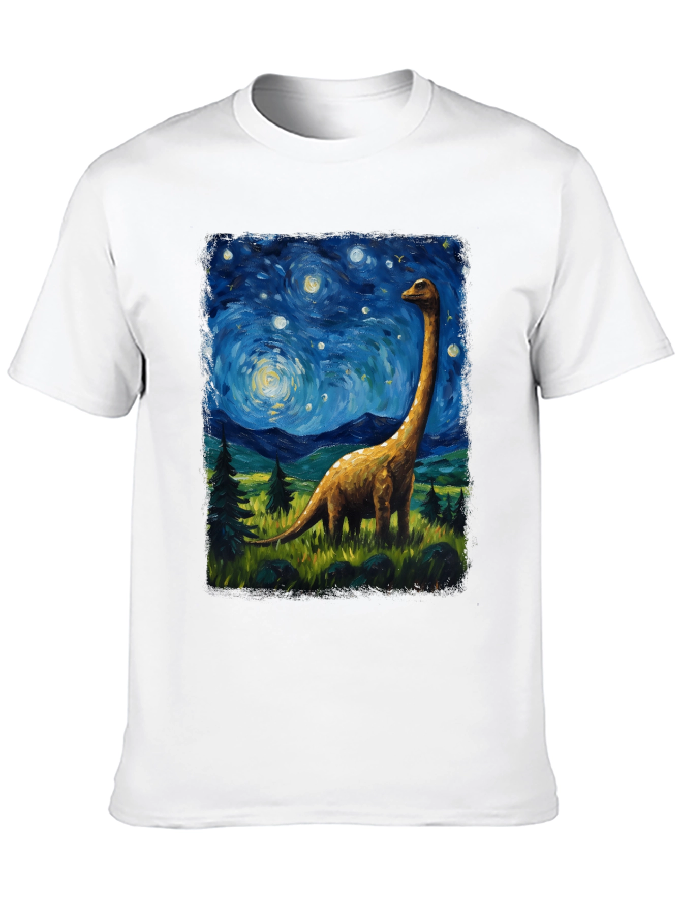 Starry Night Brontosaurus Graphic T-Shirt