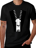 Zipper Graphic Tee - Novelty T-Shirt