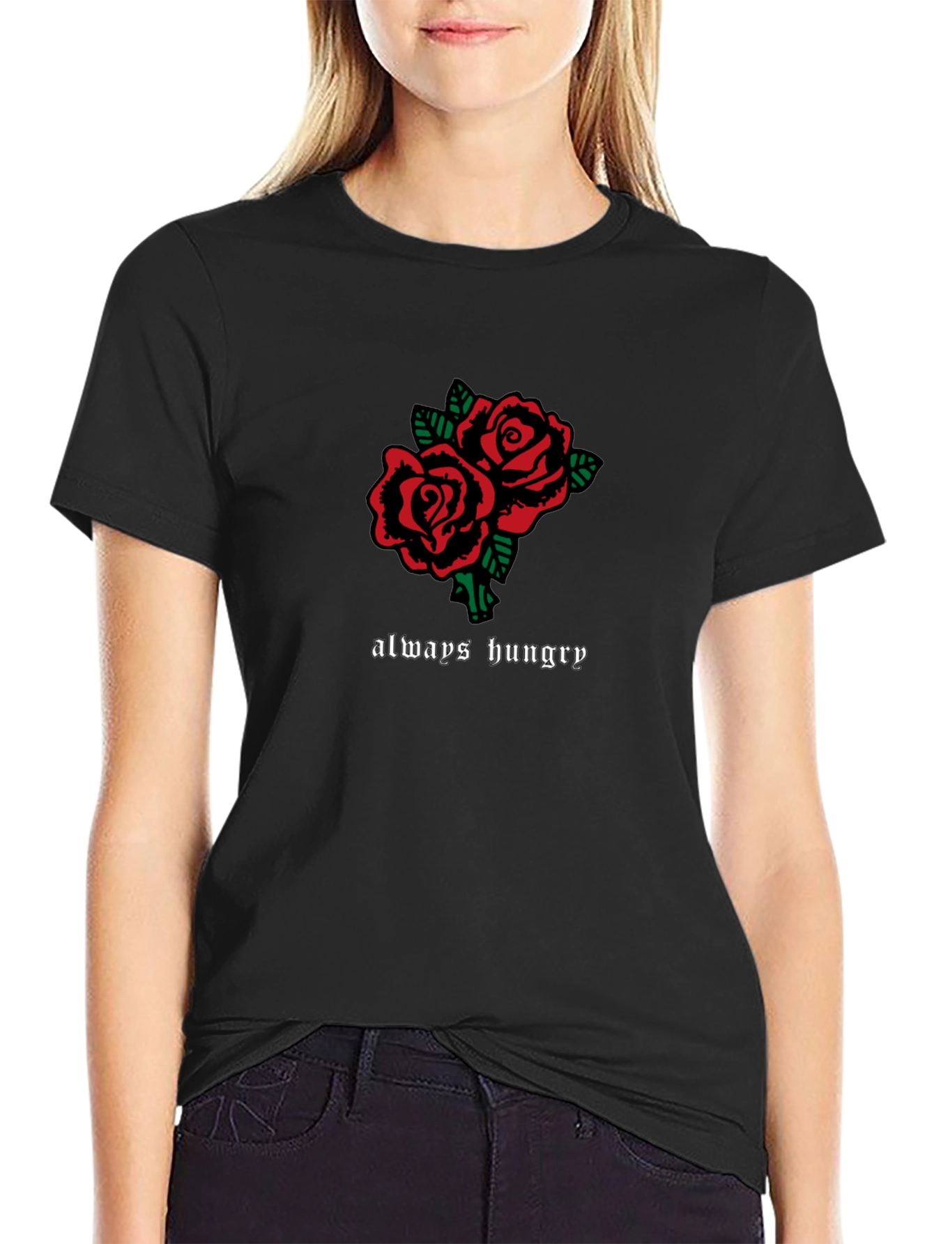 Always Hungry Rose Graphic Tee - Black
