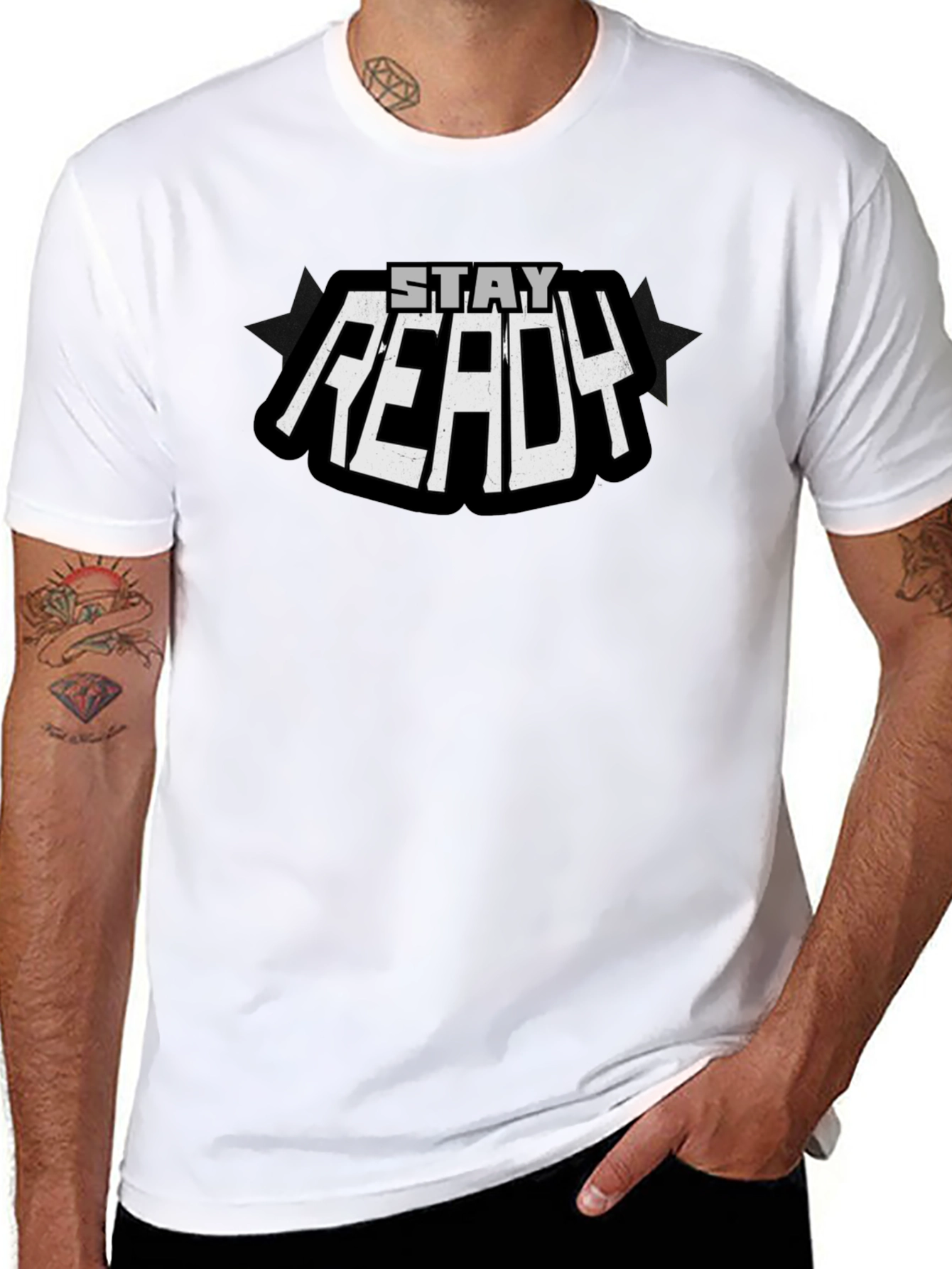 Stay Ready Graphic Black T-Shirt