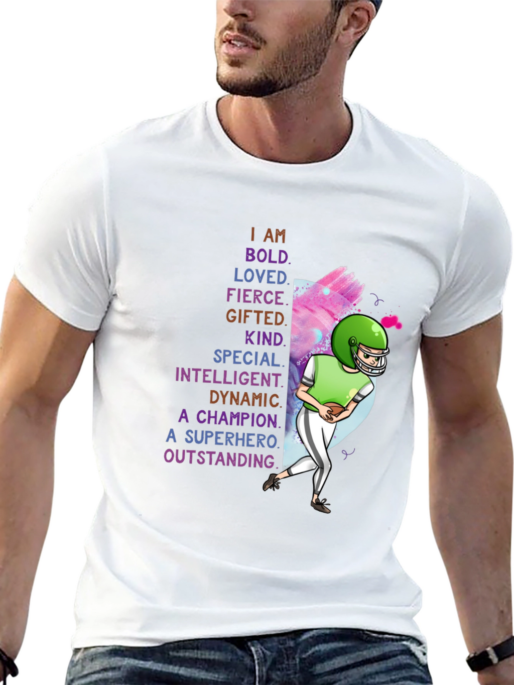 I AM Football T-Shirt - Bold Loved Gifted Kind