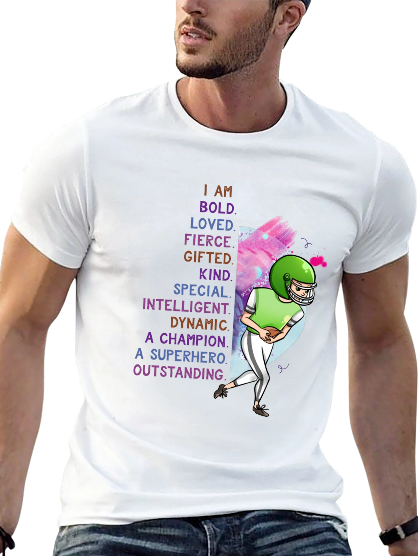 I AM Football T-Shirt - Bold Loved Gifted Kind