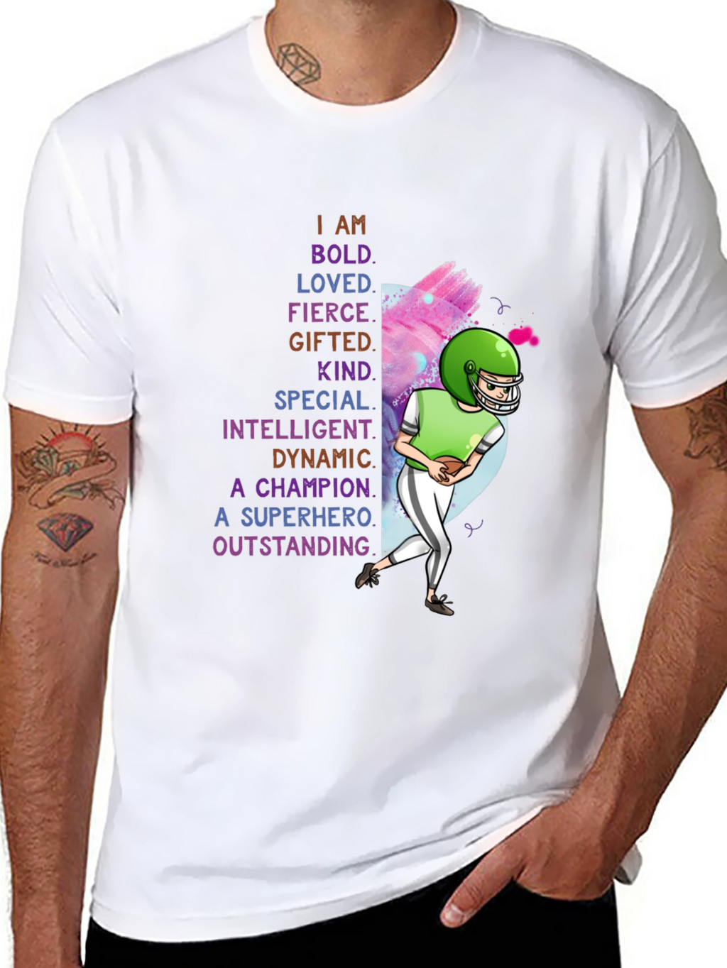 I AM Football T-Shirt - Bold Loved Gifted Kind