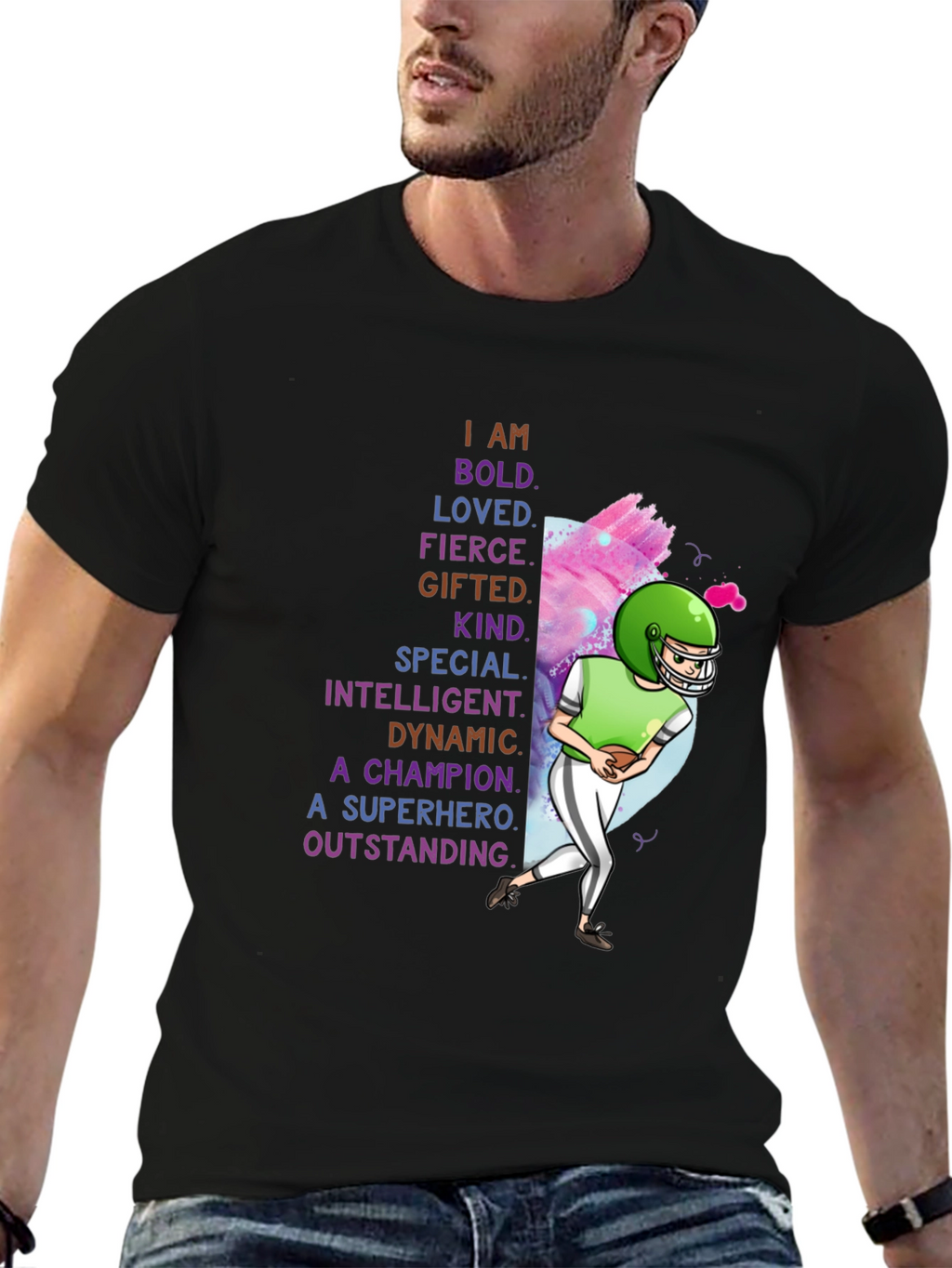 I AM Football T-Shirt - Bold Loved Gifted Kind
