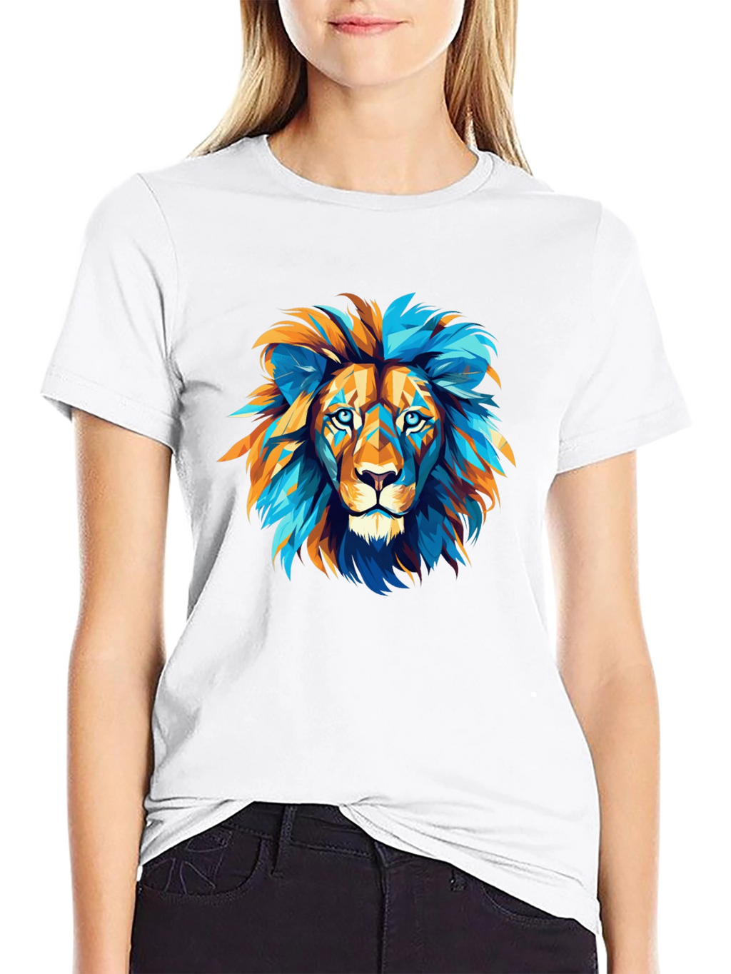 Geometric Lion Graphic Tee - Bold Style