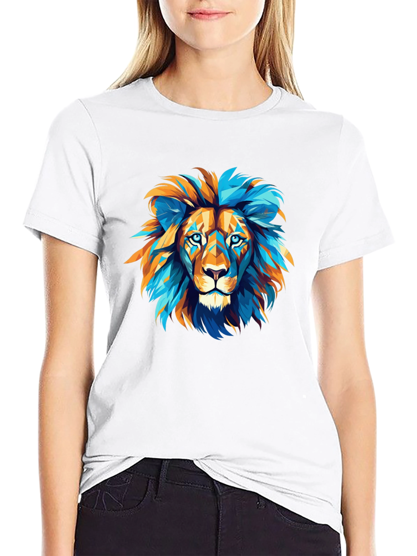 Geometric Lion Graphic Tee - Bold Style