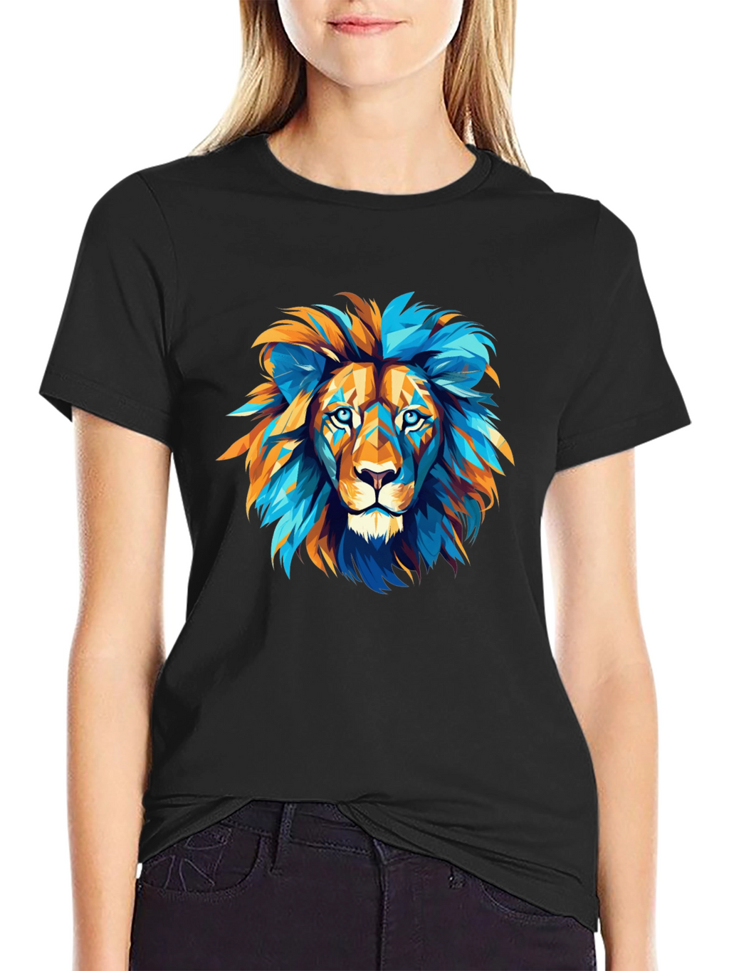 Geometric Lion Graphic Tee - Bold Style