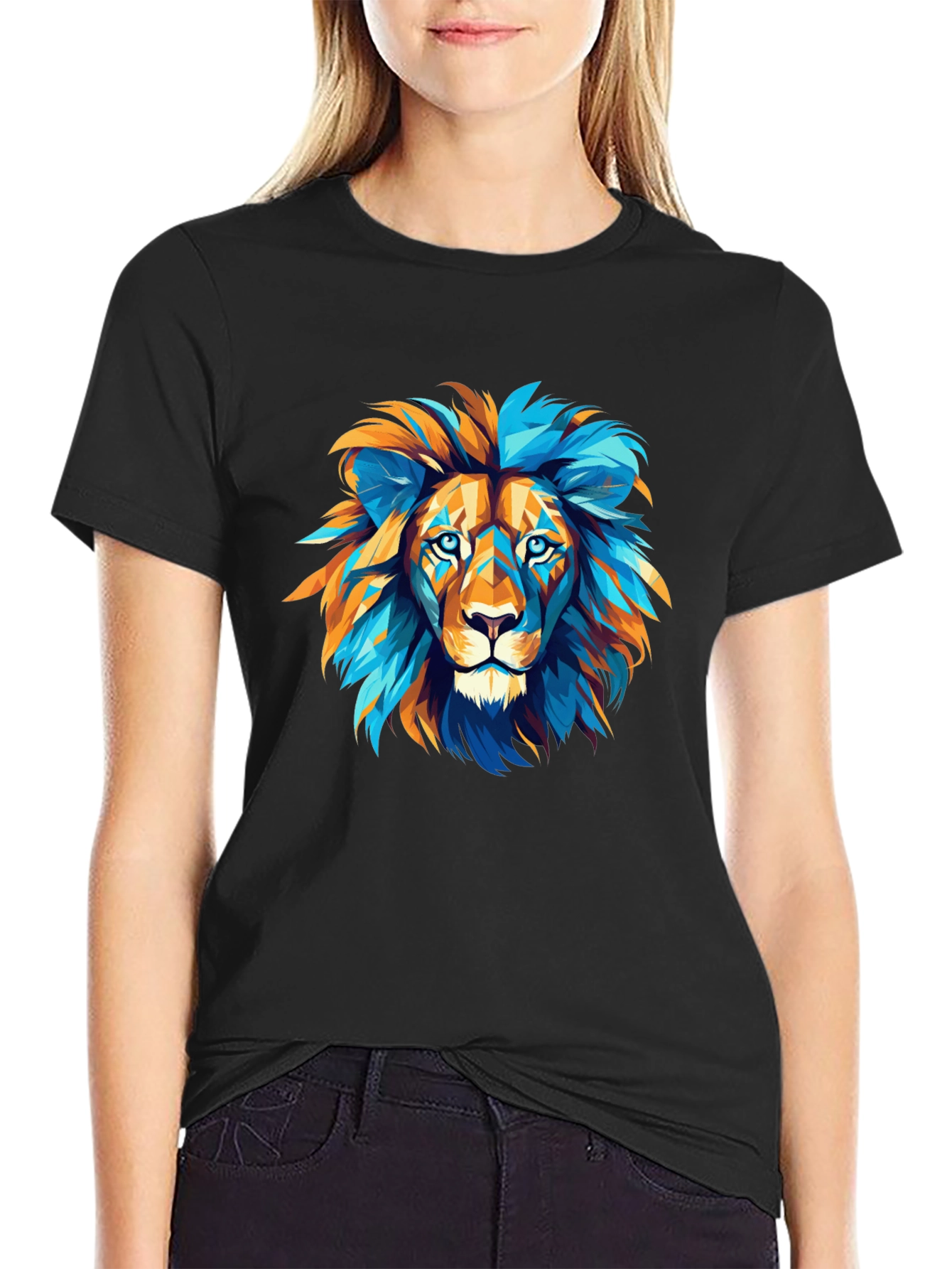 Geometric Lion Graphic Tee - Bold Style