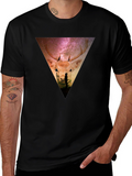 Cosmic Deer Graphic Tee - Black Casual Shirt