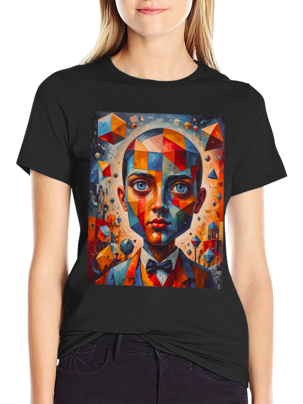 Abstract Geometric Portrait Graphic Tee
