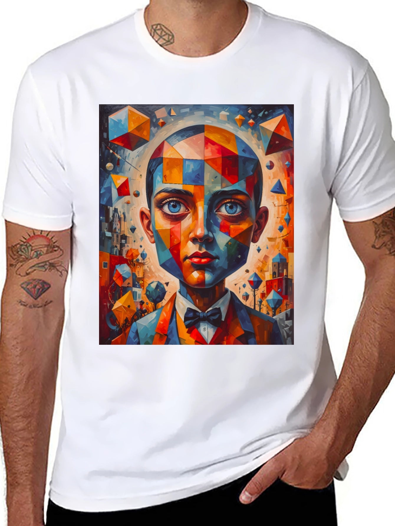 Abstract Geometric Portrait Graphic Tee