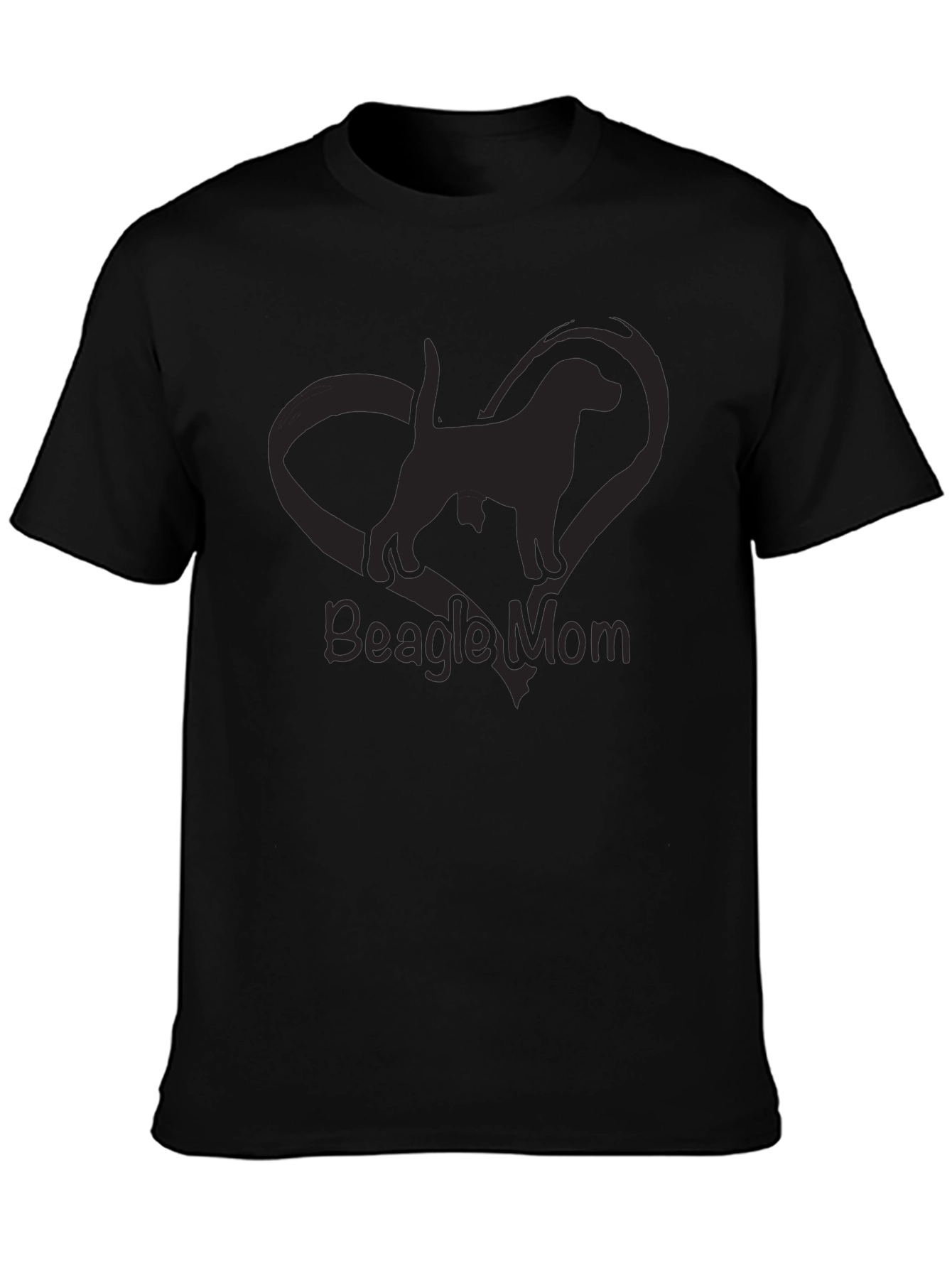 Beagle Mom Graphic Tee - Black Crewneck T-Shirt